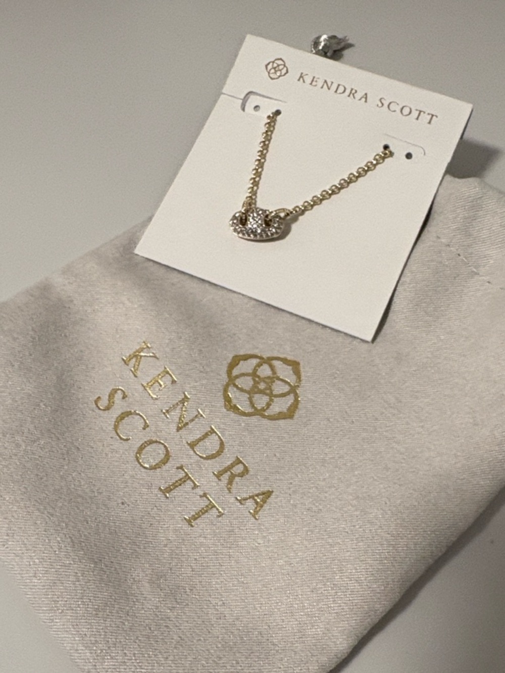 NWT [Kendra Scott] Bailey Gold Pave Pendant Necklace w/ White CZ Crystals - Picture 8 of 8